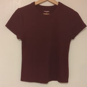 Old Navy Women's Dark Red Short Sleeve Tee